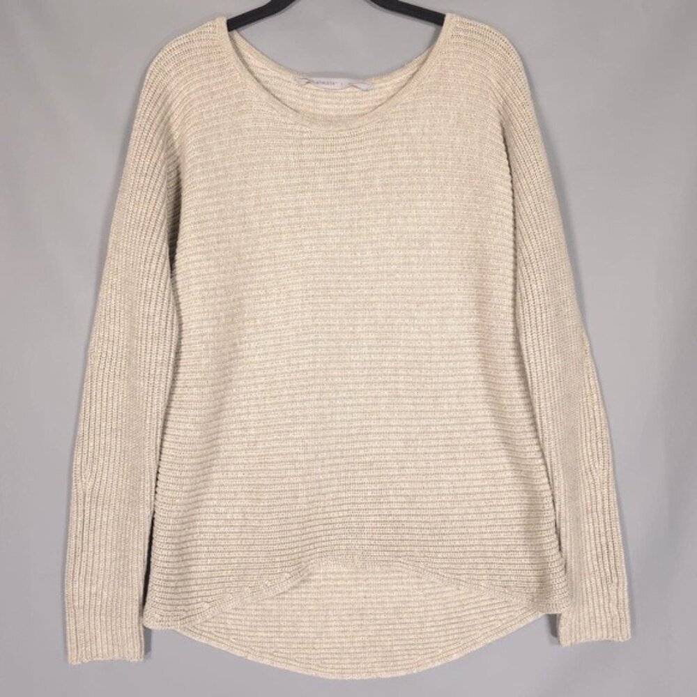 ATHLETA WOOL Blend Huntly Women’s Knit Pullover Sweater Asymmetrical Crew SMALL